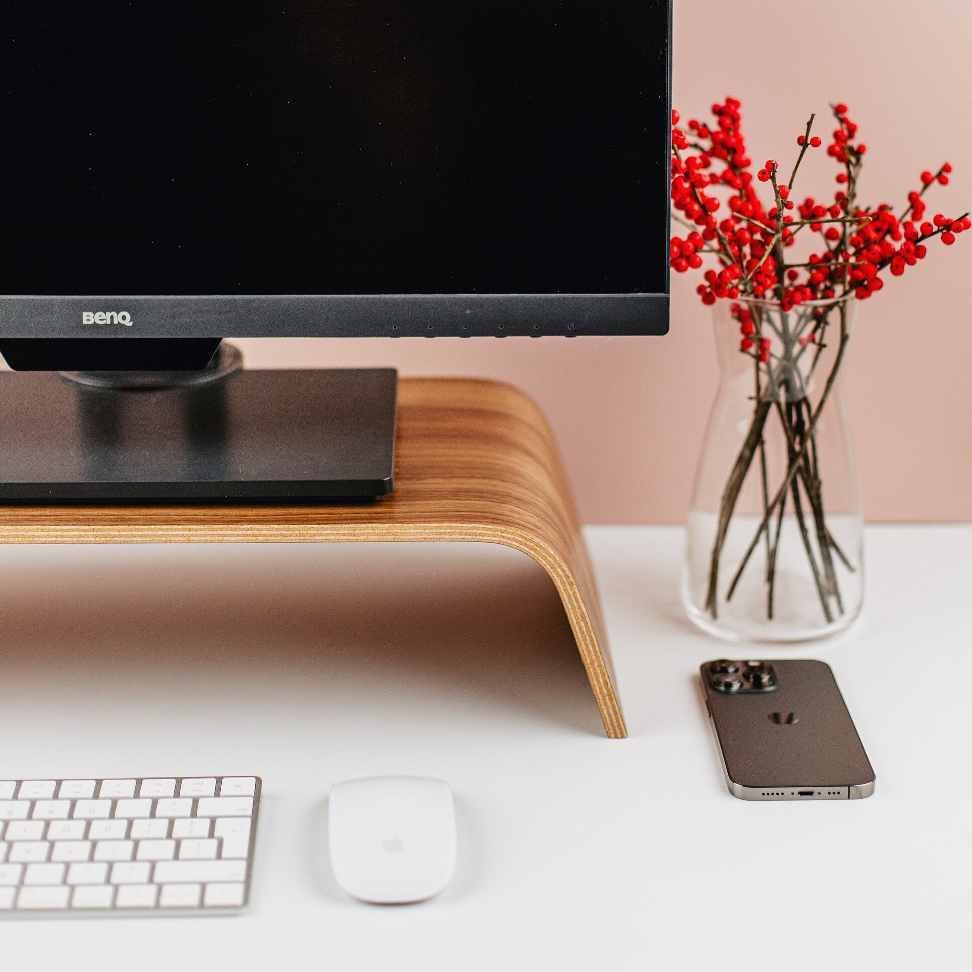 Wooden monitor stand