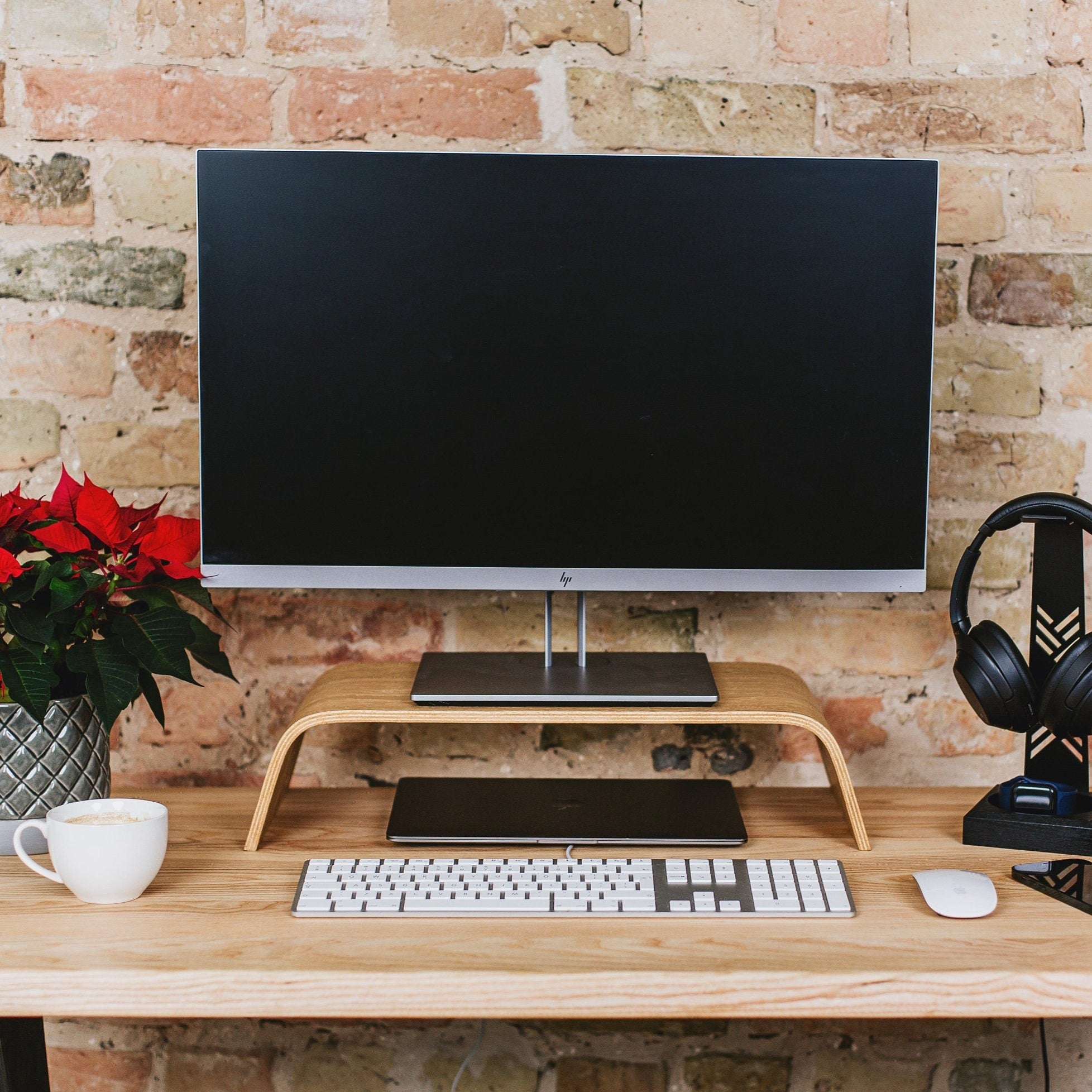 Wooden monitor stand
